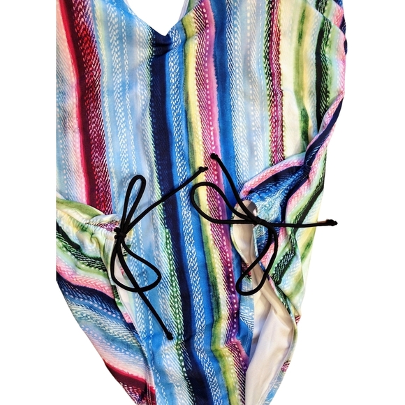 Meet. Curve Women's One Piece Striped Swimsuit, Size 2XL, Multicolored - Picture 3 of 4